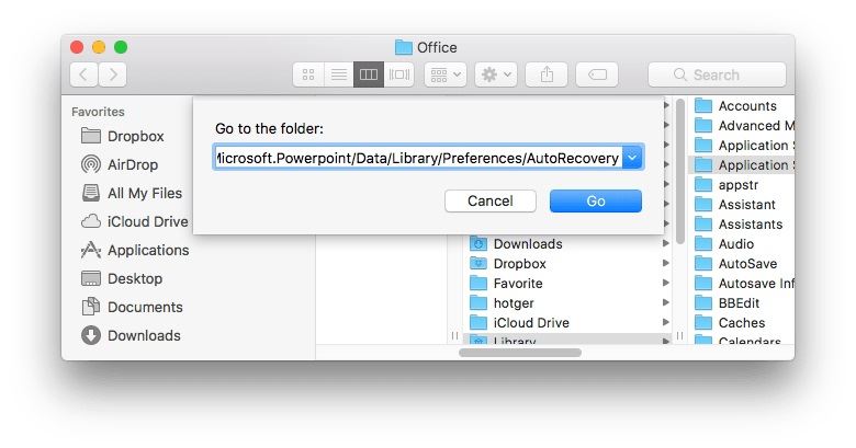microsoft powerpoint for mac recover an older version